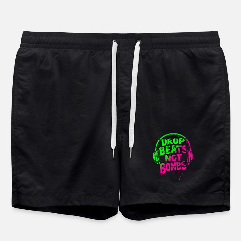 Drop Beats Not Bombs vert rose - Short de bain - noir