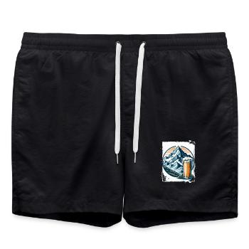 Berg und Bier Naturmotiv - Badeshorts - Schwarz - Vorne - AI Model Male 185 light (185cm)