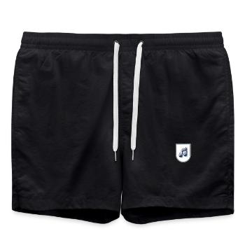 Musical notes in coat of arms style - Swim Trunks - black - Front - AI Model Male 185 light (185cm)