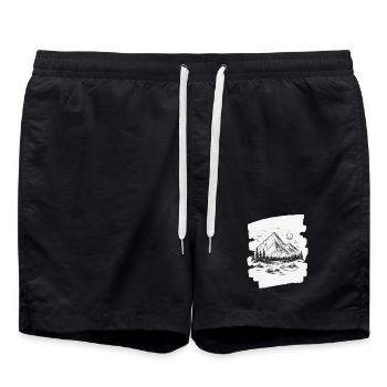 Berge - Badeshorts - Schwarz - Vorne - AI Model Male 185 light (185cm)