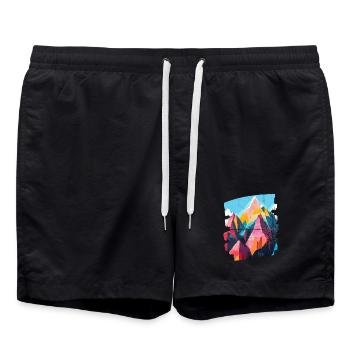 Berge - Badeshorts - Schwarz - Vorne - AI Model Male 185 light (185cm)