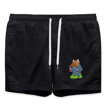 Stier Flasche Rotwein - Badeshorts - Schwarz - Vorne - AI Model Male 185 light (185cm)