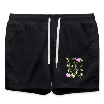 Printemps Chats Coeur Chats Enfants Enfant Bébé - Short de bain - noir - Devant - AI Model Male 185 light (185cm)