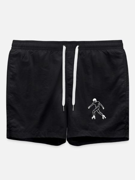 Roller Skating Drawing - Swim Trunks - black