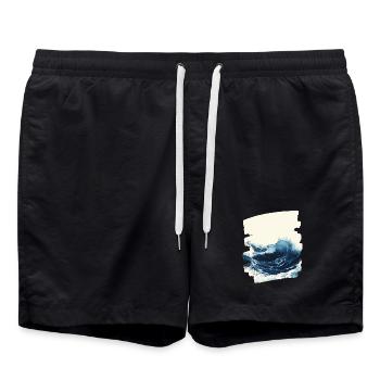 Waves and sea - Swim Trunks - black - Front - AI Model Male 185 light (185cm)
