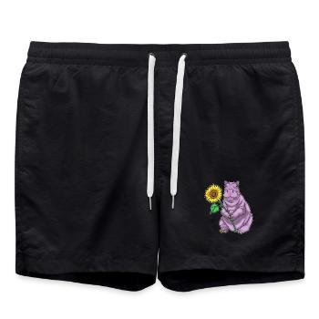Nilpferd Sonnenblume - Badeshorts - Schwarz - Vorne - AI Model Male 185 light (185cm)