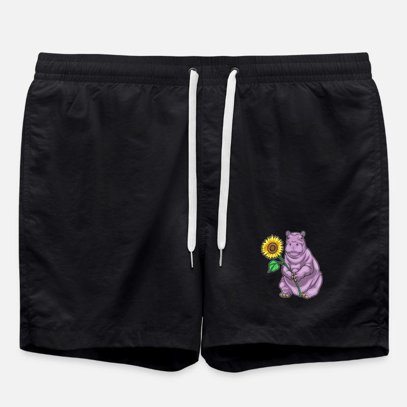 Nilpferd Sonnenblume - Badeshorts - Schwarz