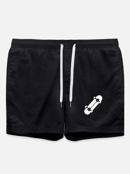 Skateboard Pixel Art - Swim Trunks - black