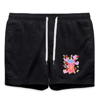 Unicorn Retro Unicorns Kids Child Baby Hearts - Swim Trunks - black - Front - AI Model Male 185 light (185cm)