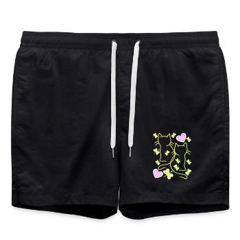 Retro Katzen Katze Kätzchen Vintage Herzen Kind - Badeshorts - Schwarz - Vorne - AI Model Male 185 light (185cm)