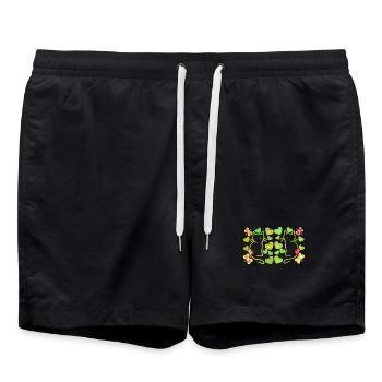 Retro Katzen Katze Kätzchen Vintage Herzen Kind - Badeshorts - Schwarz - Vorne - AI Model Male 185 light (185cm)