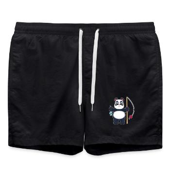 Panda Angler Fish Fishing - Swim Trunks - black - Front - AI Model Male 185 light (185cm)