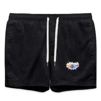 Trompette colorée Aquarelle Aquarelle Peinture Splash - Short de bain - noir - Devant - AI Model Male 185 light (185cm)