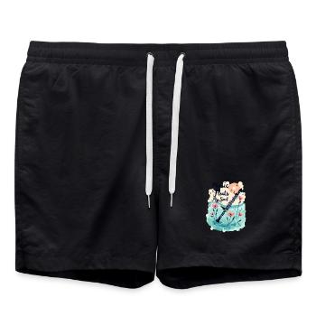 Klarinette mit Blumen - Music floats my soul - Badeshorts - Schwarz - Vorne - AI Model Male 185 light (185cm)