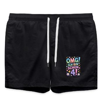 4. Geburtstag Mädchen OMG Ich Bin Schon 4 Jahre - Badeshorts - Schwarz - Vorne - AI Model Male 185 light (185cm)