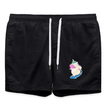 Einhorn Snowboarder Snowboard - Badeshorts - Schwarz - Vorne - AI Model Male 185 light (185cm)