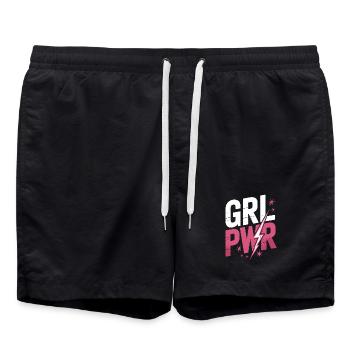 Women Power GRL PWR Girl Patriarchy Feminism - Swim Trunks - black - Front - AI Model Male 185 light (185cm)