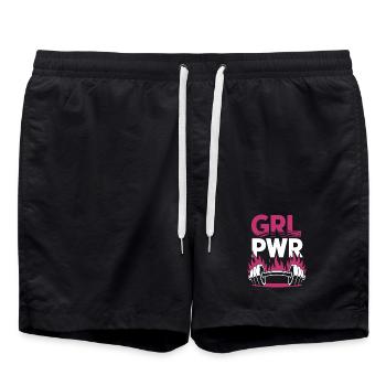 Women Power GRL PWR Girl Patriarchy Feminism - Swim Trunks - black - Front - AI Model Male 185 light (185cm)