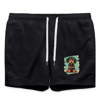 Teckel Dackel - Short de bain - noir - Devant - AI Model Male 185 light (185cm)