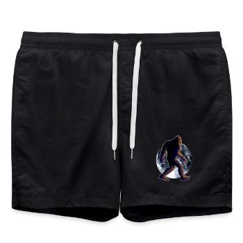 Bigfoot, Sasquatch et lune - Short de bain - noir - Devant - AI Model Male 185 light (185cm)