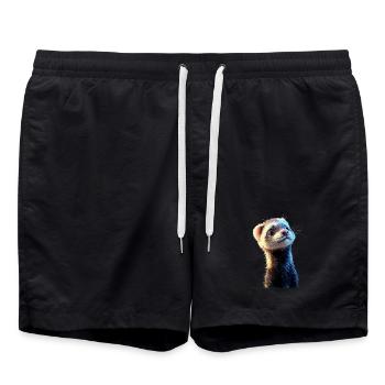 Furet Furet Putois Martre Belette Mignon Furet - Short de bain - noir - Devant - AI Model Male 185 light (185cm)