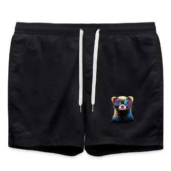Furet Furet Putois Martre Belette Mignon Furet - Short de bain - noir - Devant - AI Model Male 185 light (185cm)