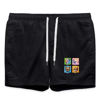 Sopran Alt Tenor Bass lustige Chor Katzen - Badeshorts - Schwarz - Vorne - AI Model Male 185 light (185cm)