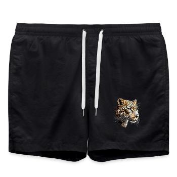 Leopard Panther Raubkatze Katze Panter Leoparden - Badeshorts - Schwarz - Vorne - AI Model Male 185 light (185cm)