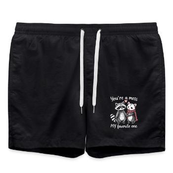 Feral Design Amour Couple Opossum Opossum Raton laveur - Short de bain - noir - Devant - AI Model Male 185 light (185cm)