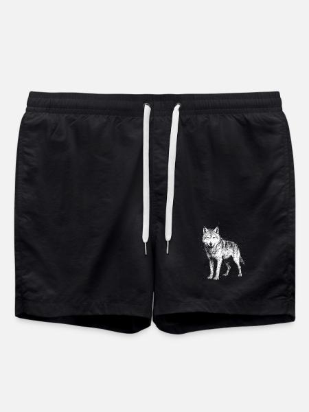 Wolf in voller Pracht - Badeshorts - Schwarz