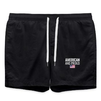 Américain et fier Amerikanische Flagge États-Unis - Short de bain - noir - Devant - AI Model Male 185 light (185cm)