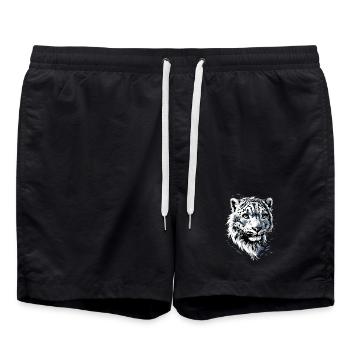 Schneeleopard Panther Raubkatze Großkatze Leopard - Badeshorts - Schwarz - Vorne - AI Model Male 185 light (185cm)