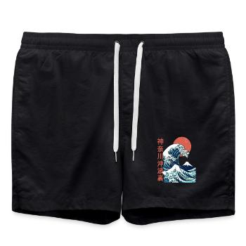 La grosse vague au large de Kanagawa - Short de bain - noir - Devant - AI Model Male 185 light (185cm)
