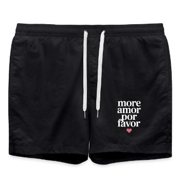 More Amor Por Favor Love Spanish Valentine's Day - Swim Trunks - black - Front - AI Model Male 185 light (185cm)