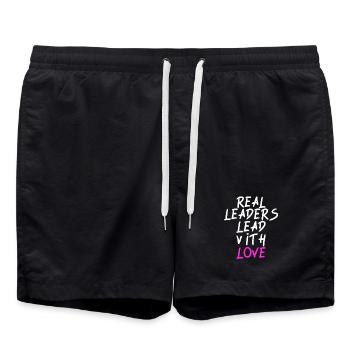 Real Leaders Lead With Love - Badeshorts - Schwarz - Vorne - AI Model Male 185 light (185cm)
