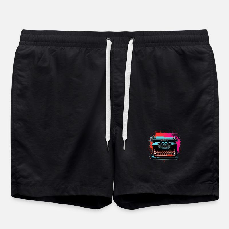 Schreibmaschine Retrowave - Badeshorts - Schwarz