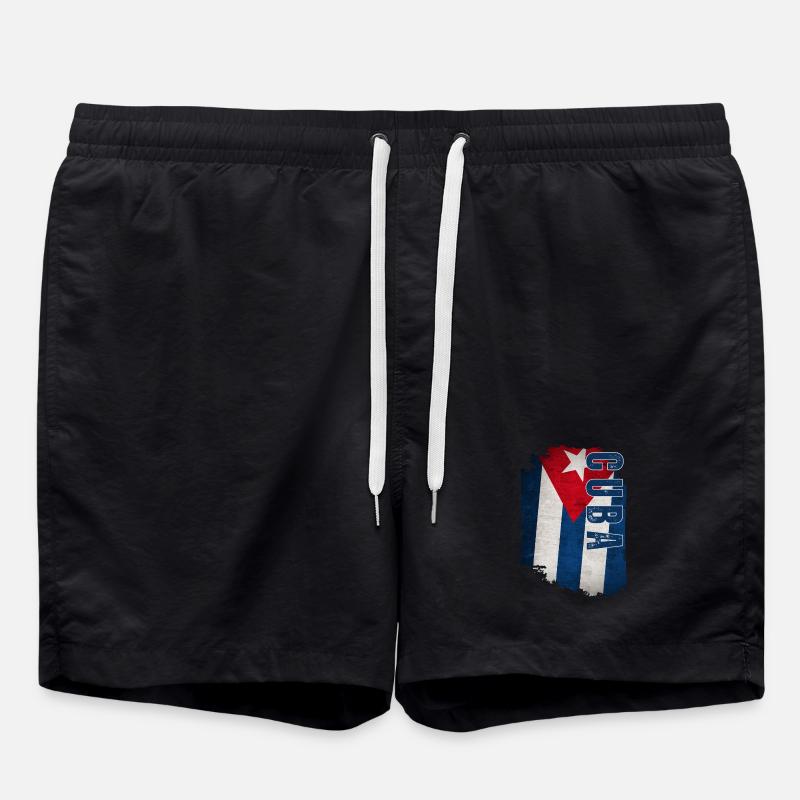 Vertical Cuban flag, Cuban pride - Swim Trunks - black