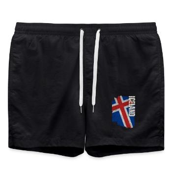 Drapeau vertical de l’Islande, j’aime l’Islande - Short de bain - noir - Devant - AI Model Male 185 light (185cm)