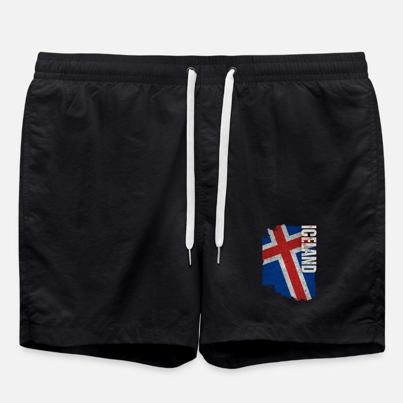 Vertical Iceland flag, I love Iceland - Swim Trunks - black