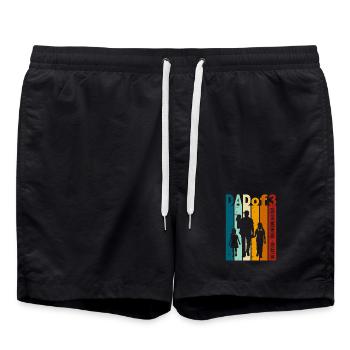 Dad & 3 Daughters Gift Design Father's Day - Swim Trunks - black - Front - AI Model Male 185 light (185cm)