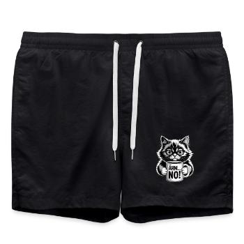 Um... Non! Chat à l’humour du café - Short de bain - noir - Devant - AI Model Male 185 light (185cm)