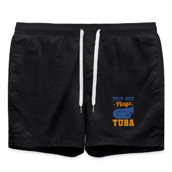 Ce garçon joue du tuba - Short de bain - noir - Devant - AI Model Male 185 light (185cm)