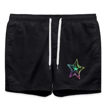 bunter Stern abstrakt Regenbogenverlauf - Badeshorts - Schwarz - Vorne - AI Model Male 185 light (185cm)