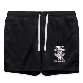 Bonjour? Glace très mince ! Licorne drôle - Short de bain - noir - Devant - AI Model Male 185 light (185cm)