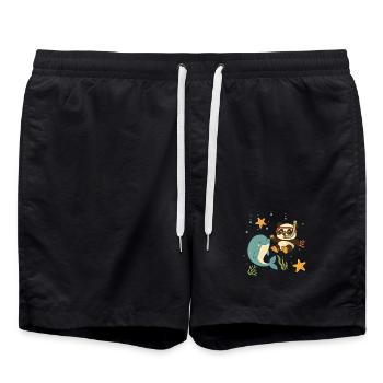 Plongée avec un dauphin dans la mer - Short de bain - noir - Devant - AI Model Male 185 light (185cm)