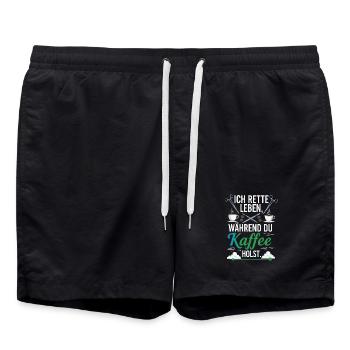 I'll save lives while you get coffee - Saying - Swim Trunks - black - Front - AI Model Male 185 light (185cm)