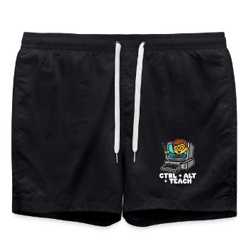 STRG + ALT + TEACH - GESCHENK FÜR LEHRER - Badeshorts - Schwarz - Vorne - AI Model Male 185 light (185cm)