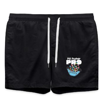 PILL PUSHER PRO - KRANKENSCHWESTER GESCHENK - Badeshorts - Schwarz - Vorne - AI Model Male 185 light (185cm)