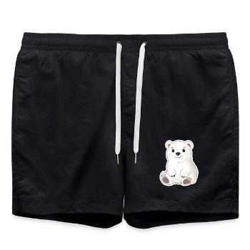 Polarbär Illustration – Arktisches Tiermotiv - Badeshorts - Schwarz - Vorne - AI Model Male 185 light (185cm)