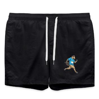 Pferd Jogger Joggen Sport - Badeshorts - Schwarz - Vorne - AI Model Male 185 light (185cm)
